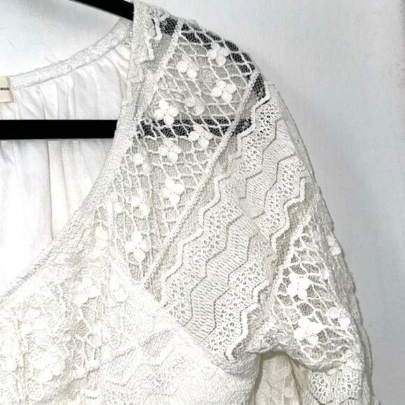 Style & Co Womens 1X Lace Top With Bell Sleeves Off-White - Picture 5 of 9